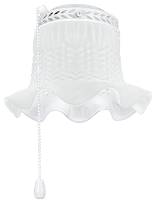 22001-21 1-Light Ceiling Fan Fitter Light Kit With Pull Chain, Painted White