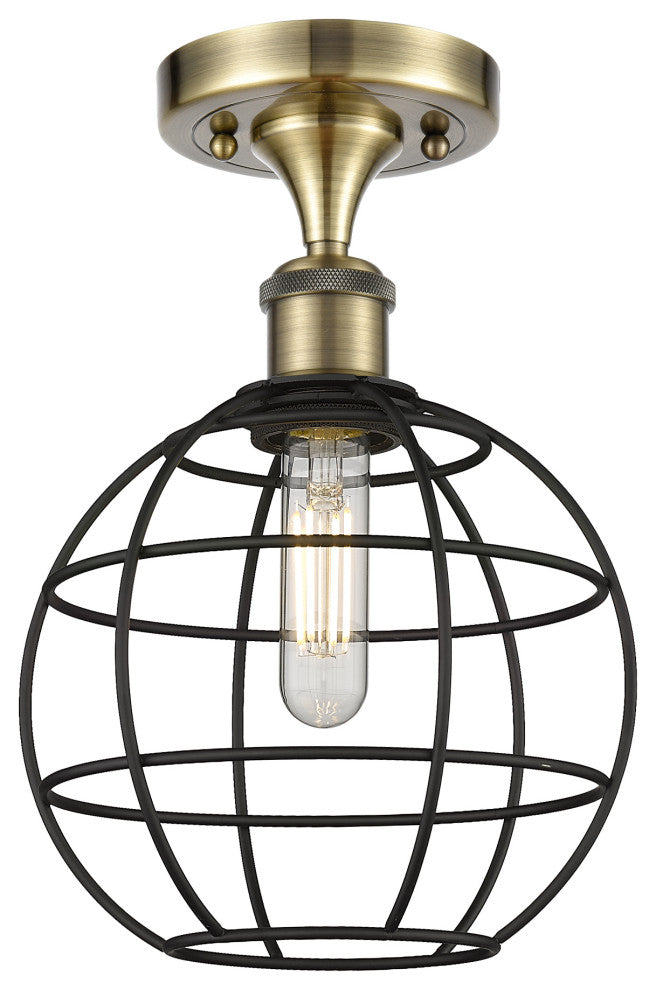 Lake Placid 1 8" Semi-Flush Mount Antique Brass