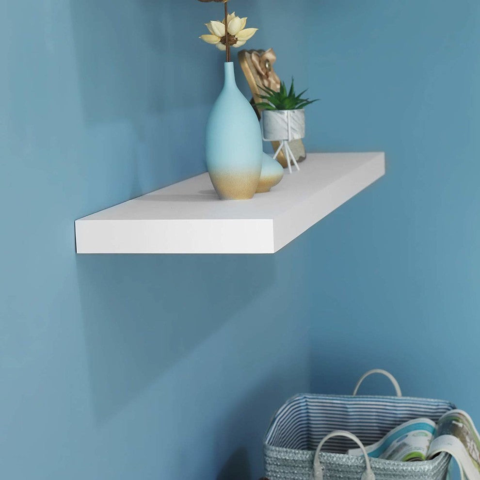 11.81" Depth Grande Floating Wall Shelves, White, 47.24"