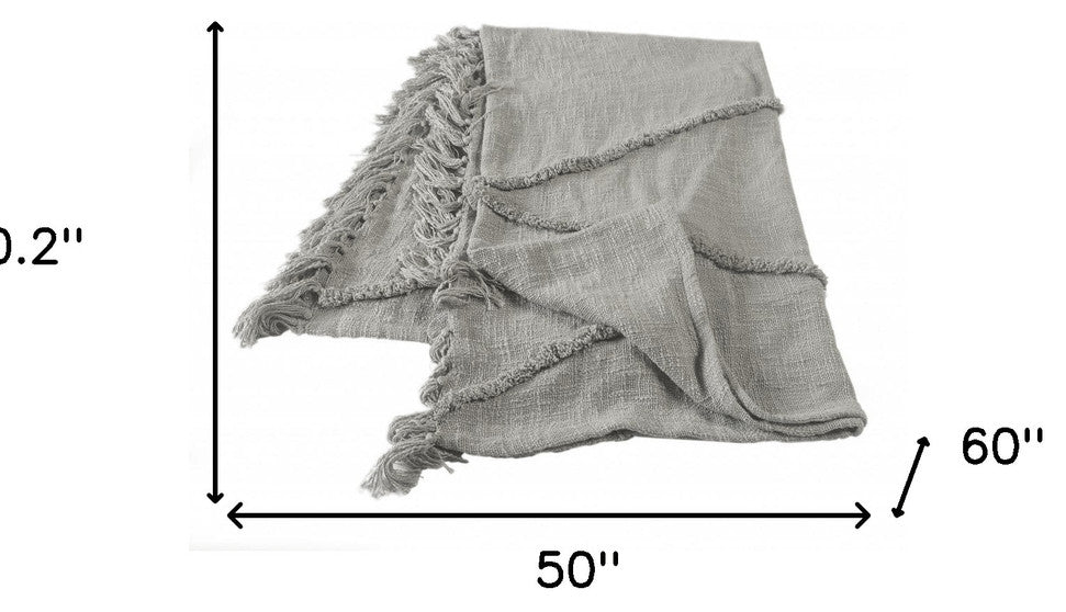 Gray Woven Cotton Solid Color Throw Blanket