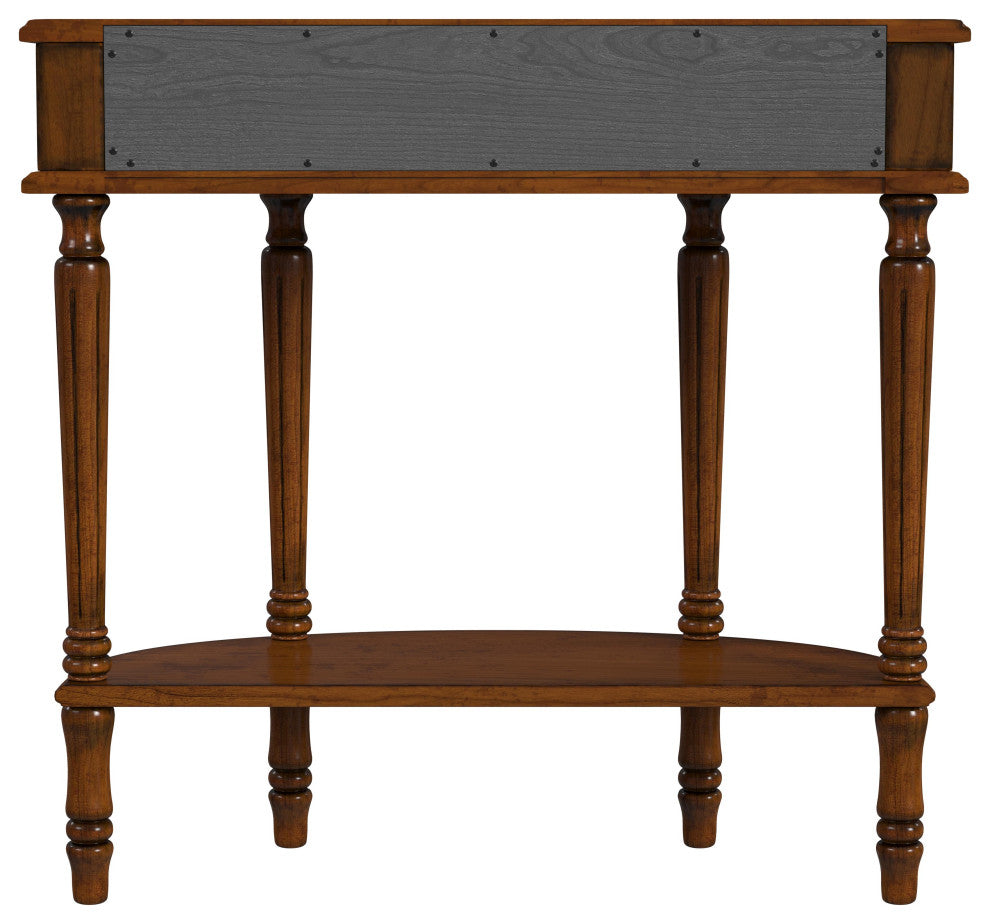 Mozart Hand-Painted Demilune Console Table, Tuscan Cream, Antique Cherry