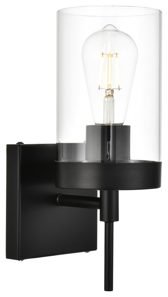 1 Light Black And Clear Bath Sconce