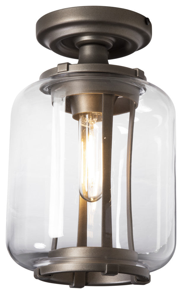 Fairwinds Outdoor Semi-Flush, Coastal Oil Rubbed Bronze Finish, Clear Glass