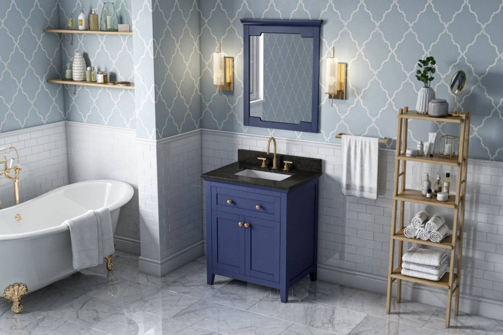 Chatham Traditional 30" Hale Blue Single Sink Vanity, Black Granite Vanity Top