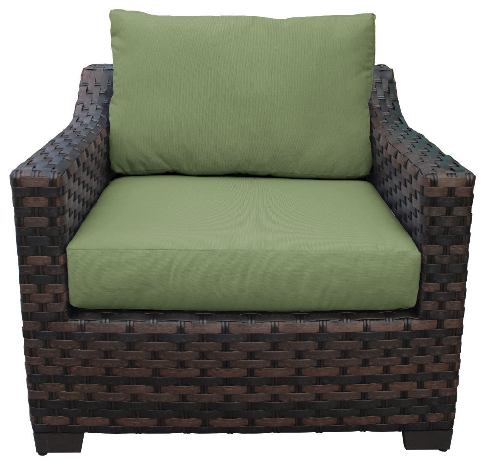 kathy ireland River Brook 6 Piece Wicker Patio Furniture Set, Forest