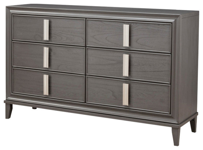 Lorraine 6 Drawer Dresser, Dark Grey