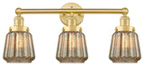 Edison Chatham 3-Light 25" Bath Vanity Light, Satin Gold Finish, Clear Shade