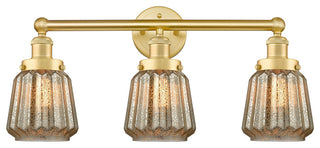 Edison Chatham 3-Light 25" Bath Vanity Light, Satin Gold Finish, Clear Shade