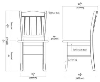 Shaker Dining Chairs, Set of 2, Black and Oak