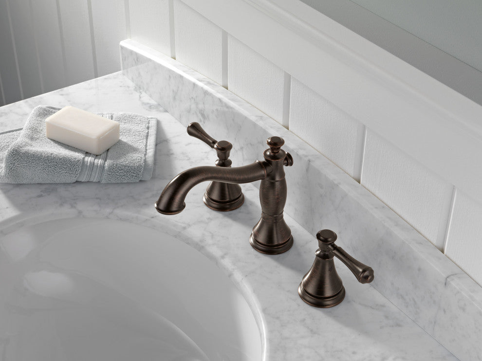 Delta Cassidy Two Handle Widespread Bathroom Faucet, Venetian Bronze