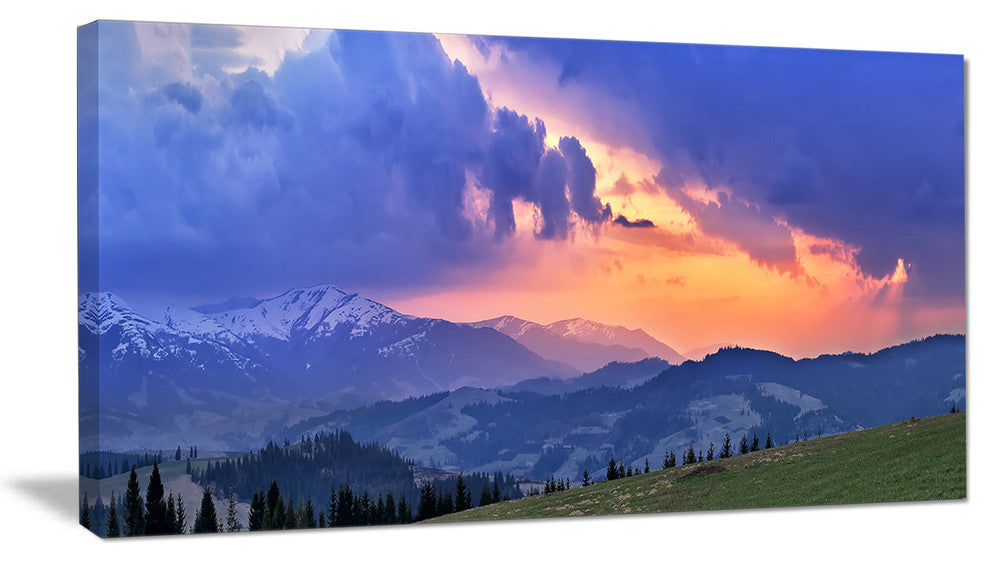 "Sunny Spring Evening Panorama" Oversized Landscape Wall Art Print, 40"x20"