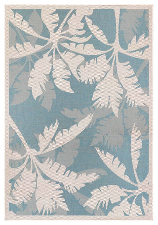 Couristan Monaco Coastal Floral Indoor/Outdoor Area Rug, Ivory-Turquoise, 5'3"x7