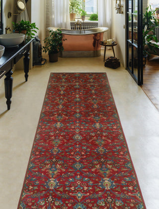 Fine Vintage Distressed Quintin Red/Blue-Grey Runner, 3'3 x 12'10
