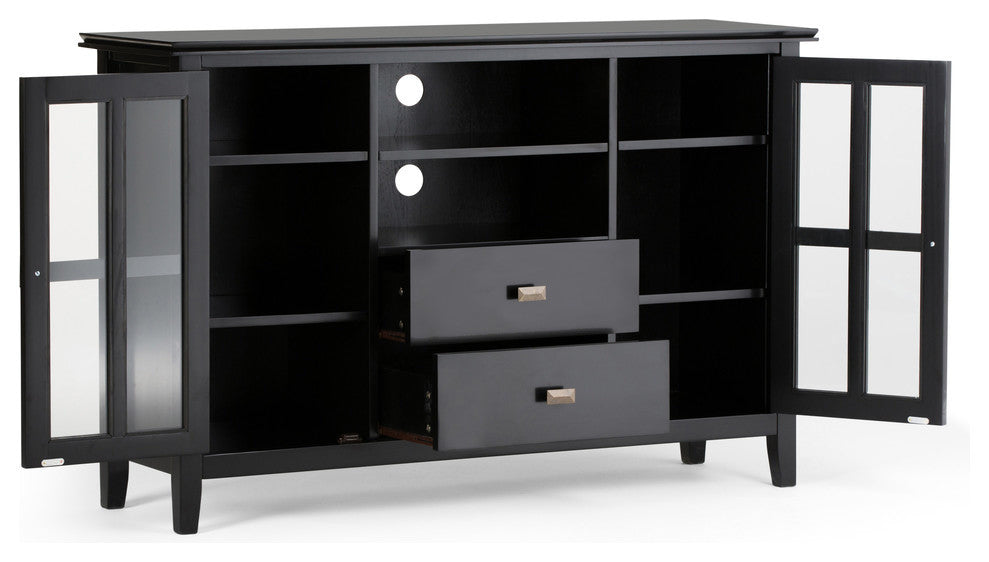 Artisan SOLID WOOD Tall TV Media Stand in Black For TVs up to 60 inches