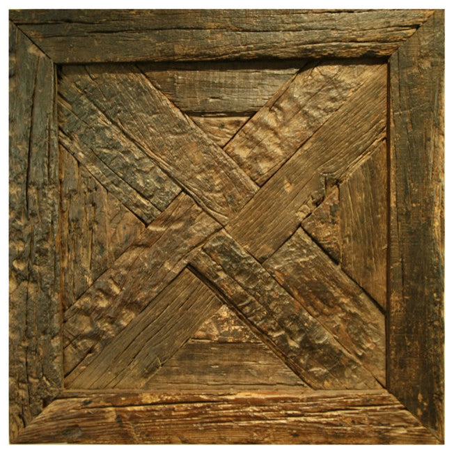 Reclaimed Antique Wood Rustic Wall Square, Panel 24"