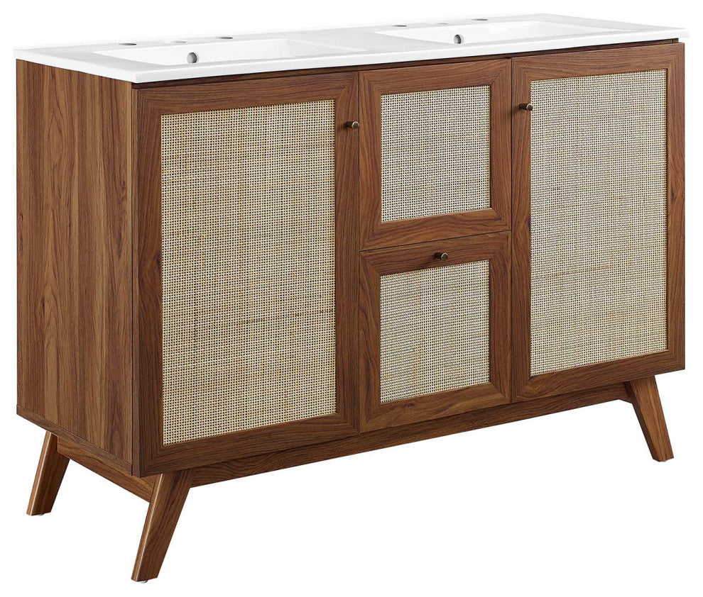 Soma 48" Double Sink Bathroom Vanity - Walnut White