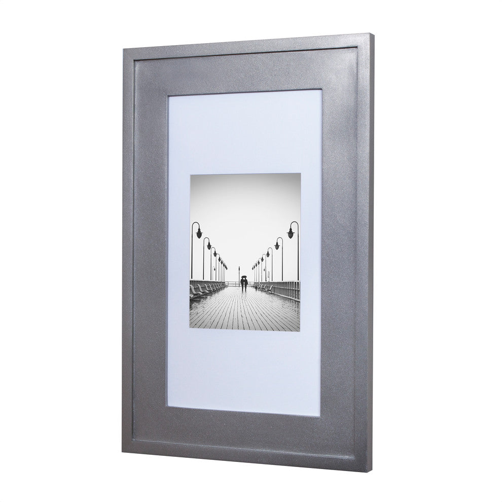 Concealed Picture Frame Medicine Cabinet, Silver, 14"x24"