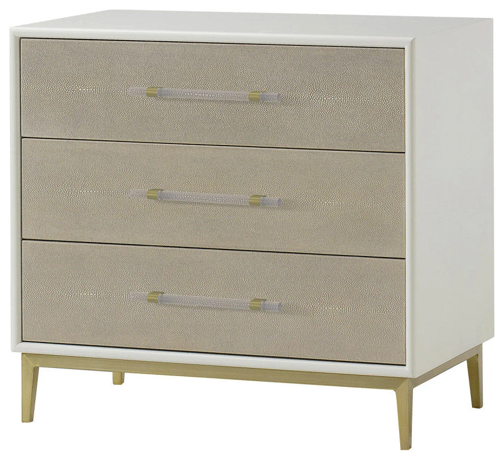 Sonder Living Alice Nightstand 3 Drawer | Emboss Faux Shagreen