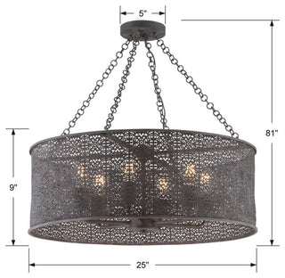 Jasmine 6 Light Forged Bronze Chandelier