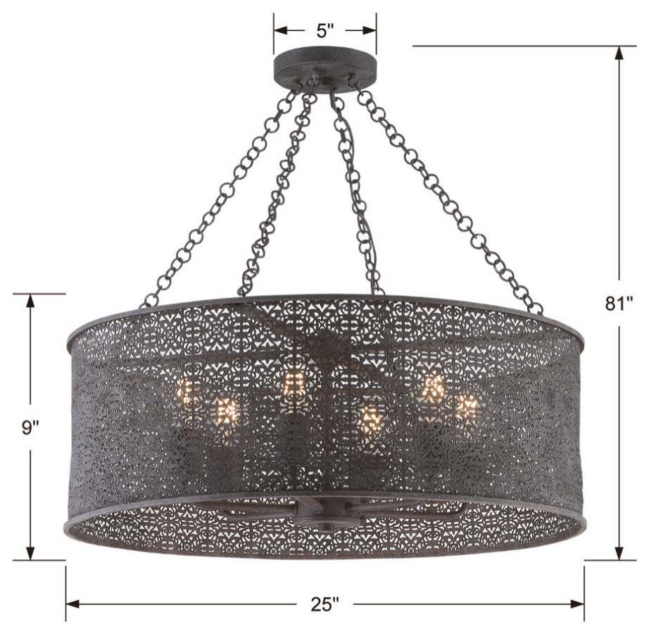 Jasmine 6 Light Forged Bronze Chandelier