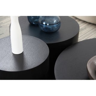 Black coffee table mdf side table living room round table