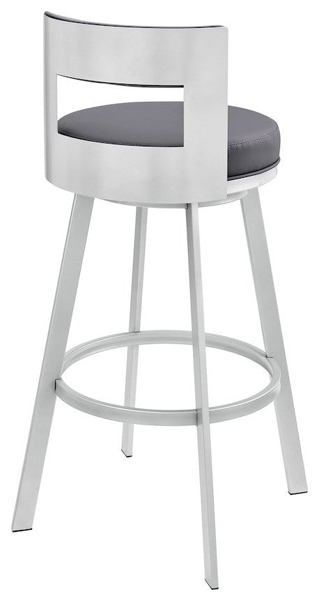 Flynn Swivel Counter or Bar Stool in Faux Leather and Metal