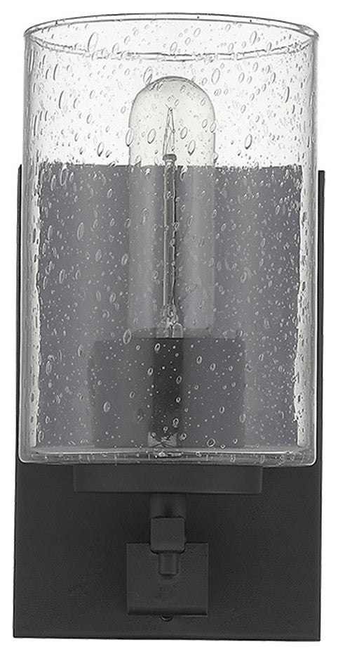 Black Metal and Textured Glass Wall Sconce
