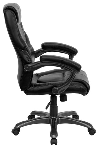 High Back Black Leather Overstuffed Executive Swivel Office Chair