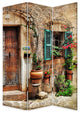 Romantic European Street Three Panel Room Divider Screen