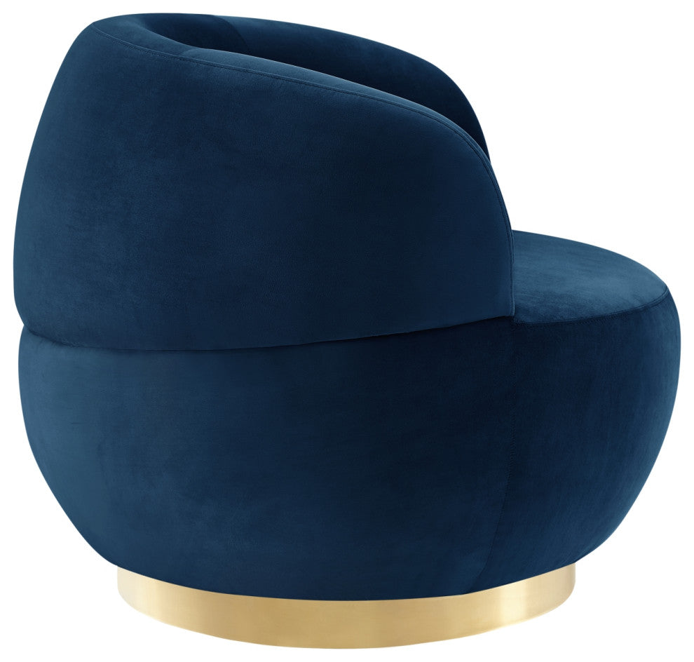 Inspired Home Shaniyah Accent Chair, Swivel, Navy/Gold Velvet