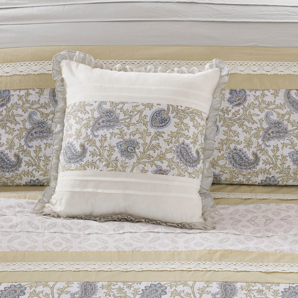 Madison Park Dawn 9 Piece Cotton Percale Comforter Set, Yellow
