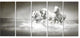 Horses Running Through Water, Oversized Animal Wall Art, 60"x28", 5 Panels