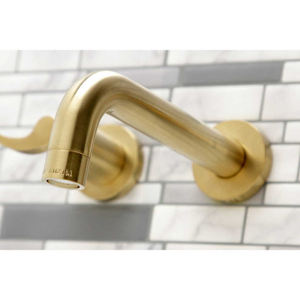 Kingston Brass KS8127DFL 2-Handle Wall Mount Bathroom Faucet, Brushed Brass