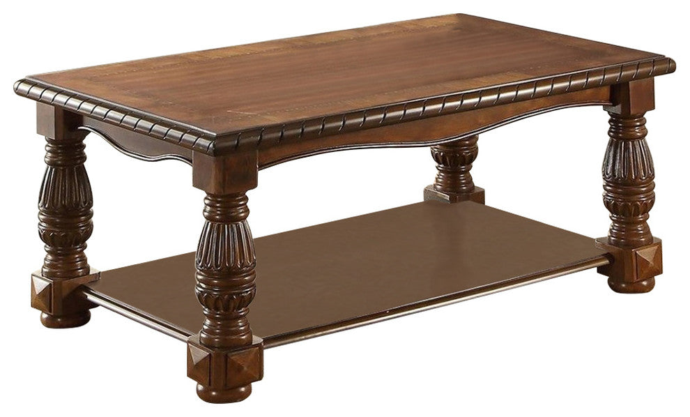 Benzara BM171403 Rubber Wood Ash Burl Coffee Table, Brown