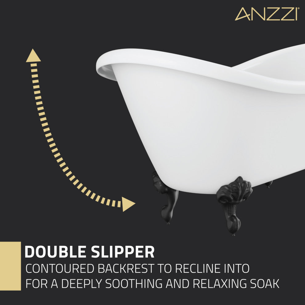 Falco 5.8' Acrylic Clawfoot Bathtub, Matte Black