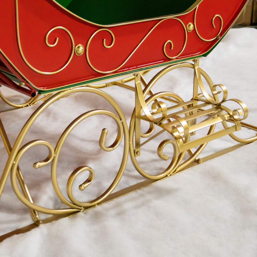 Large Victorian Christmas Sleigh, Red, Green, Gold