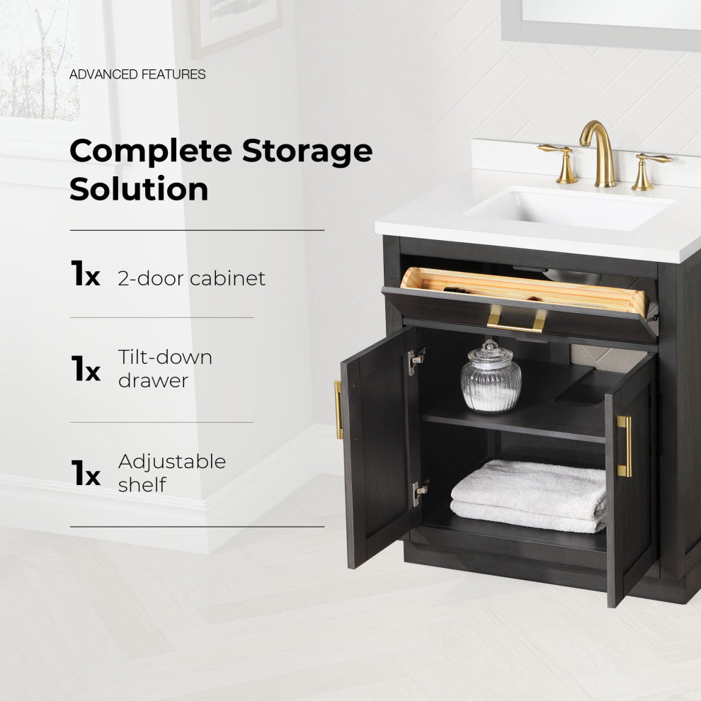 OVE Decors Bailey Vanity, Matte Black, 72"