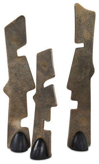 Uttermost 18197 Geometric Echoes 18\" Tall Iron Abstract Table - Black / Bronze