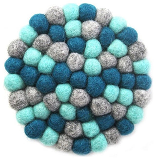 Felt Ball Coasters, Set of 4, Light Blues
