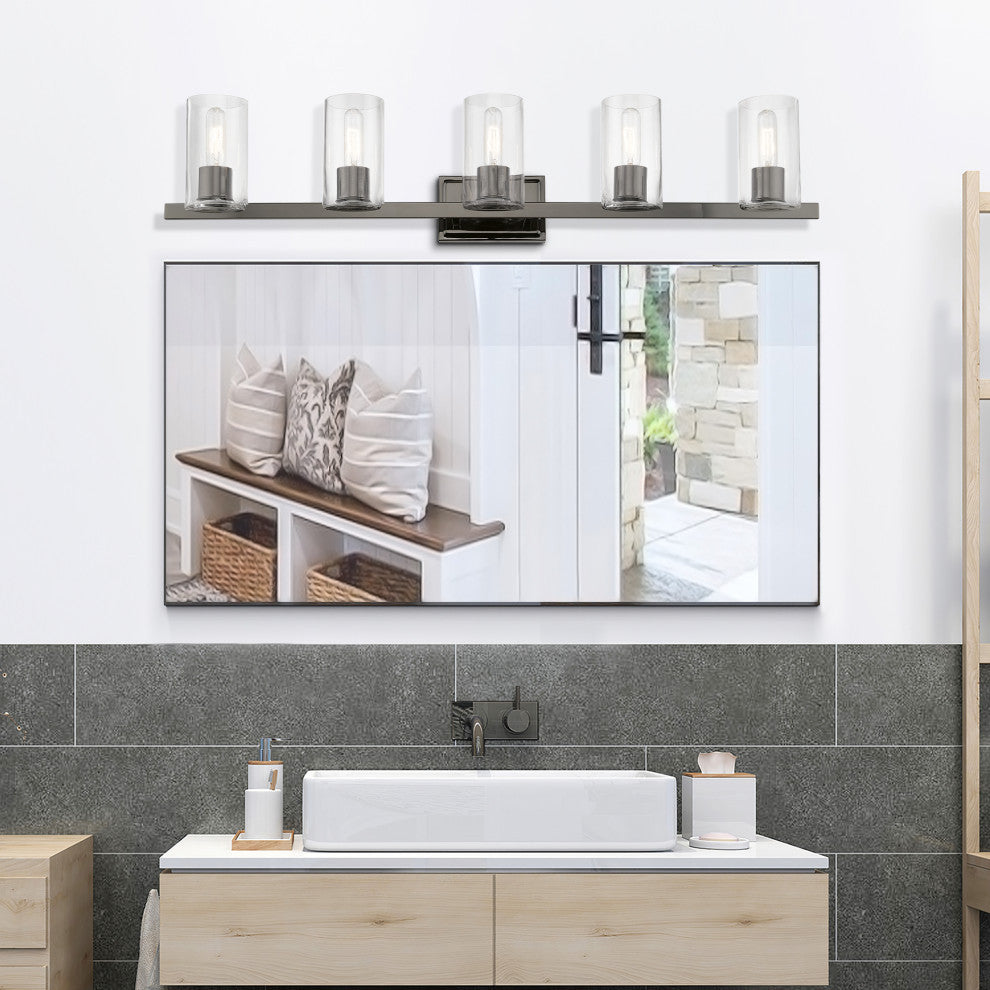 Clarion 5 Light Black Chrome Vanity Sconce