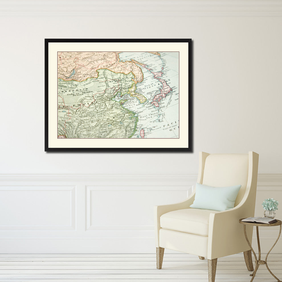 Europe Asia Vintage Antique Map Wall Art, 28"x37"
