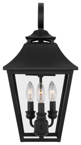Galena 3-Light Outdoor Exterior Lantern Sconce Light, Textured Black