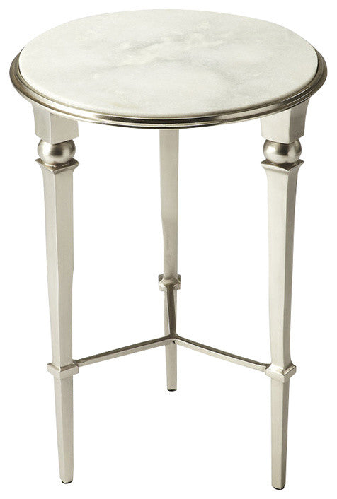 Butler Darrieux Marble Round End Table, Silver