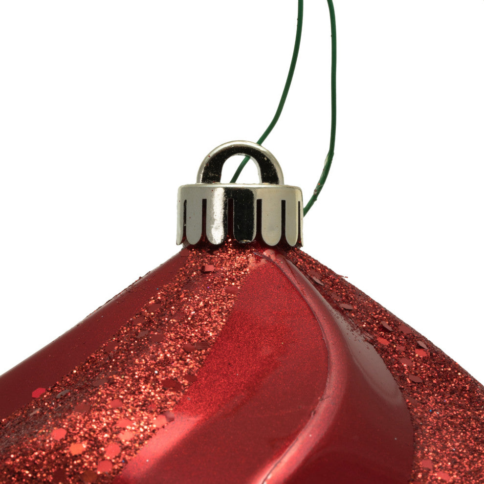 Vickerman N189803Dcv 6" Red Swirl Diamond Uv Candy Christmas Ornament