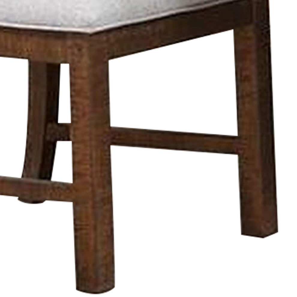 Side Chair with Fabric Seat and Cut Out Backrest, Set of 2, Brown