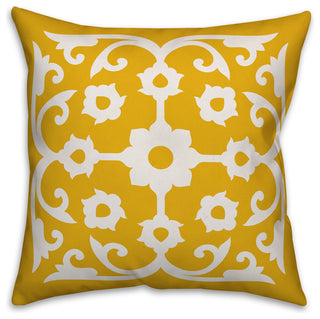 Yellow and White Tile 18x18 Throw Pillow