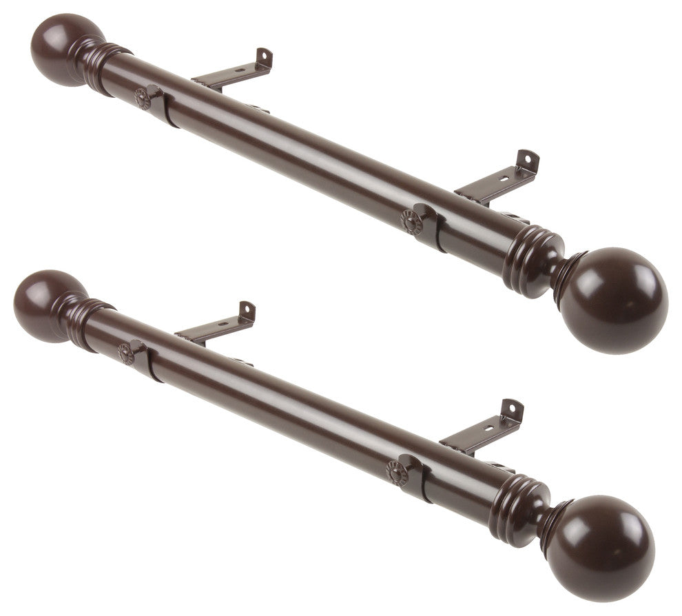 Serena 1.5" Side Curtain Rod, Cocoa, 18"