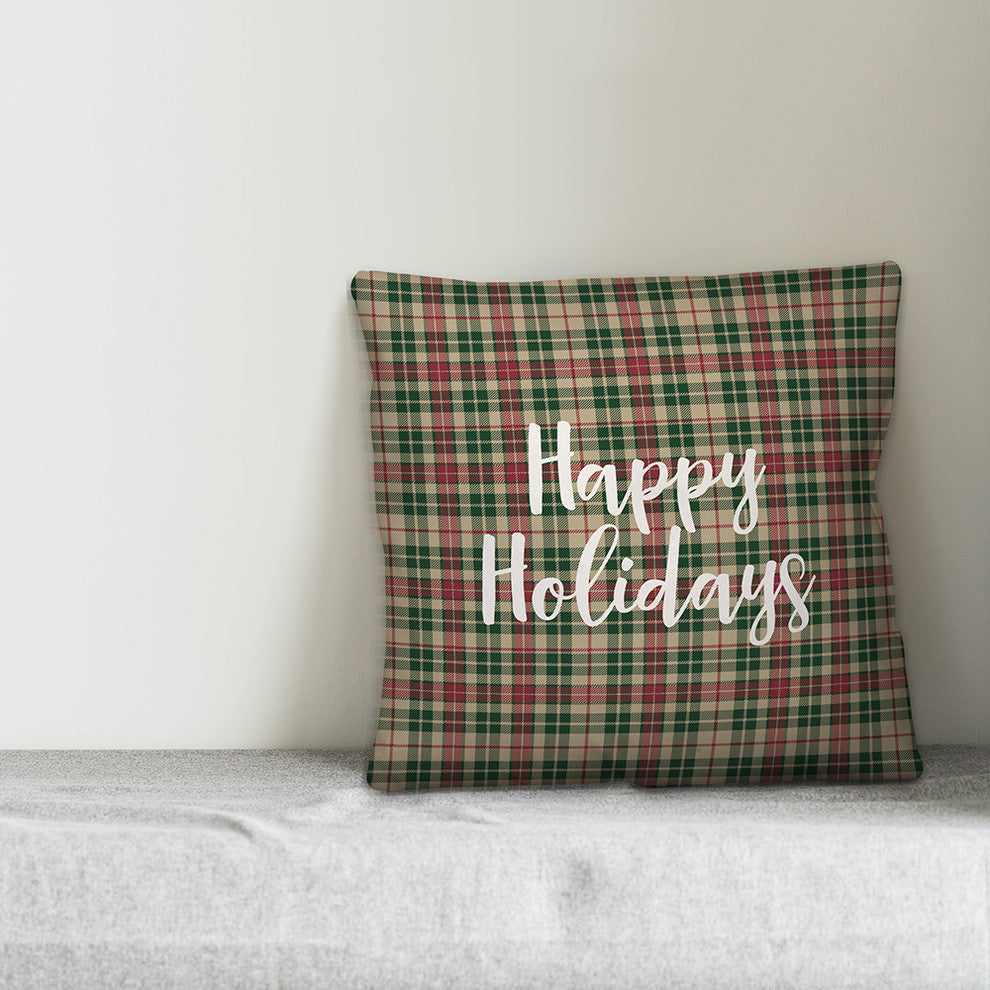 Have Yourself A Merry Little Christmas, Tartan Plaid 18x18 Throw Pillow Cover