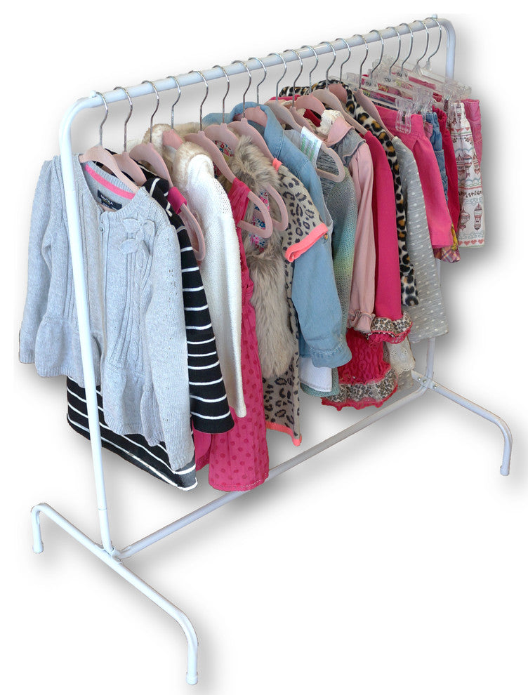 Children's Garment Rack With 10 Black Hangers, Black Hangers
