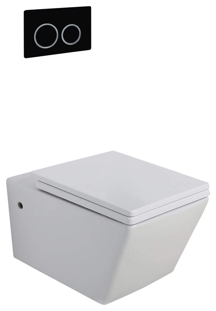 In-Wall Toilet Set, 2"x4" Carrier and Tank, Black Round Actuators